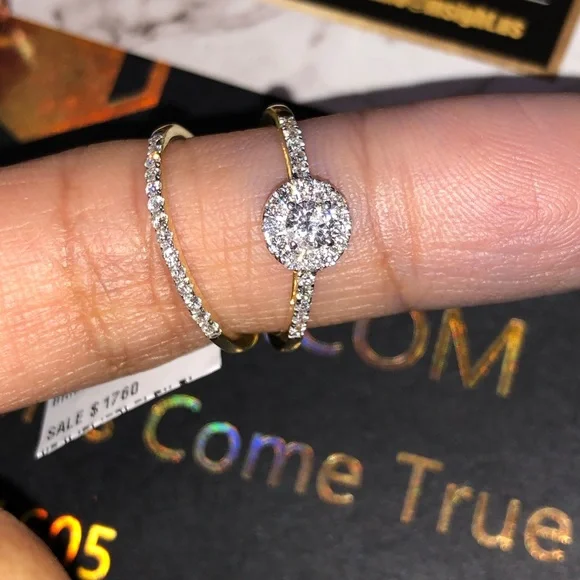 10k solid gold real solitaire diamond engagement bridal ring set free appraisal! - Picture 3 of 13